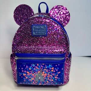 NWT. Loungefly Disney Paris 30th Anniversary Sparkling sequin Mini Backpack